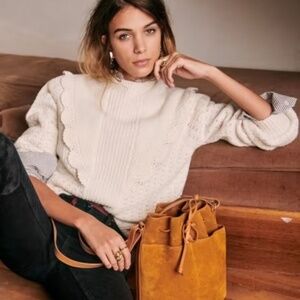 Sezane Gemma Jumper Ecru Wool Sweater